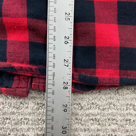 Denim & Flower Lumberjack Shirt Men Medium M Slim Fit Red Black Checkered Polo - Picture 9 of 9